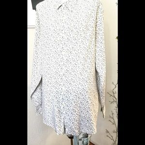 Threads & Heirs White Gray Floral Button Down